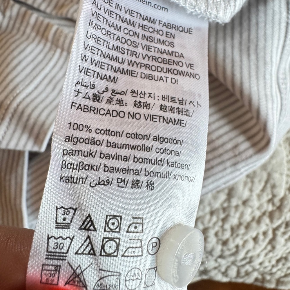 Calvin Klein White and Gray Striped Polo Shirt liquid touch size large - Picture 3 of 6